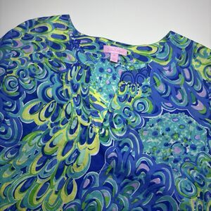 Lilly Pulitzer Tunic Amelia Island Sea Blue‎ Lilly's Lagoon Print Top Size  M